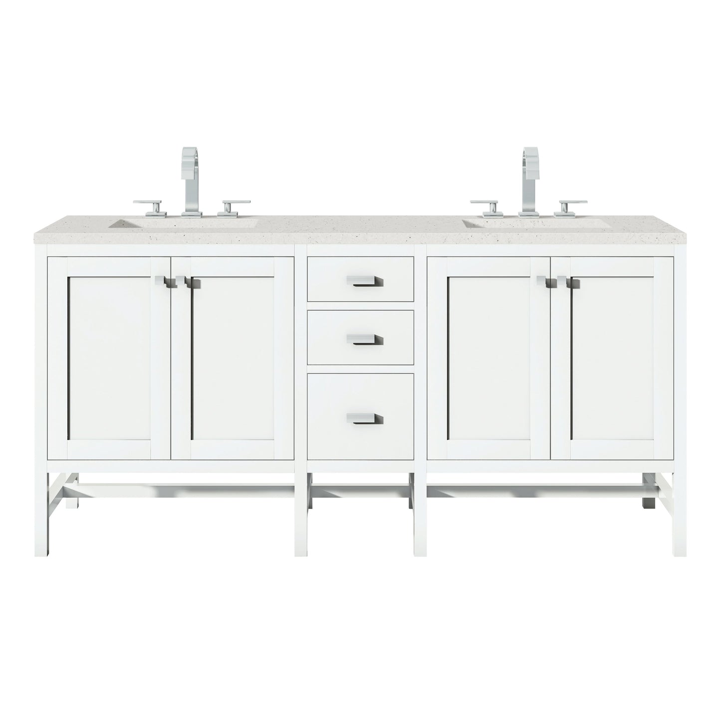 James Martin Vanities Addison 72" Glossy White Double Vanity With 3cm Lime Delight Quartz Top