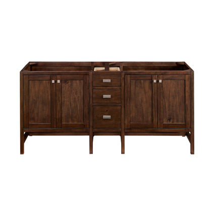 James Martin Vanities Addison 72" Mid Century Acacia Double Vanity Cabinet With 3cm White Zeus Quartz Top