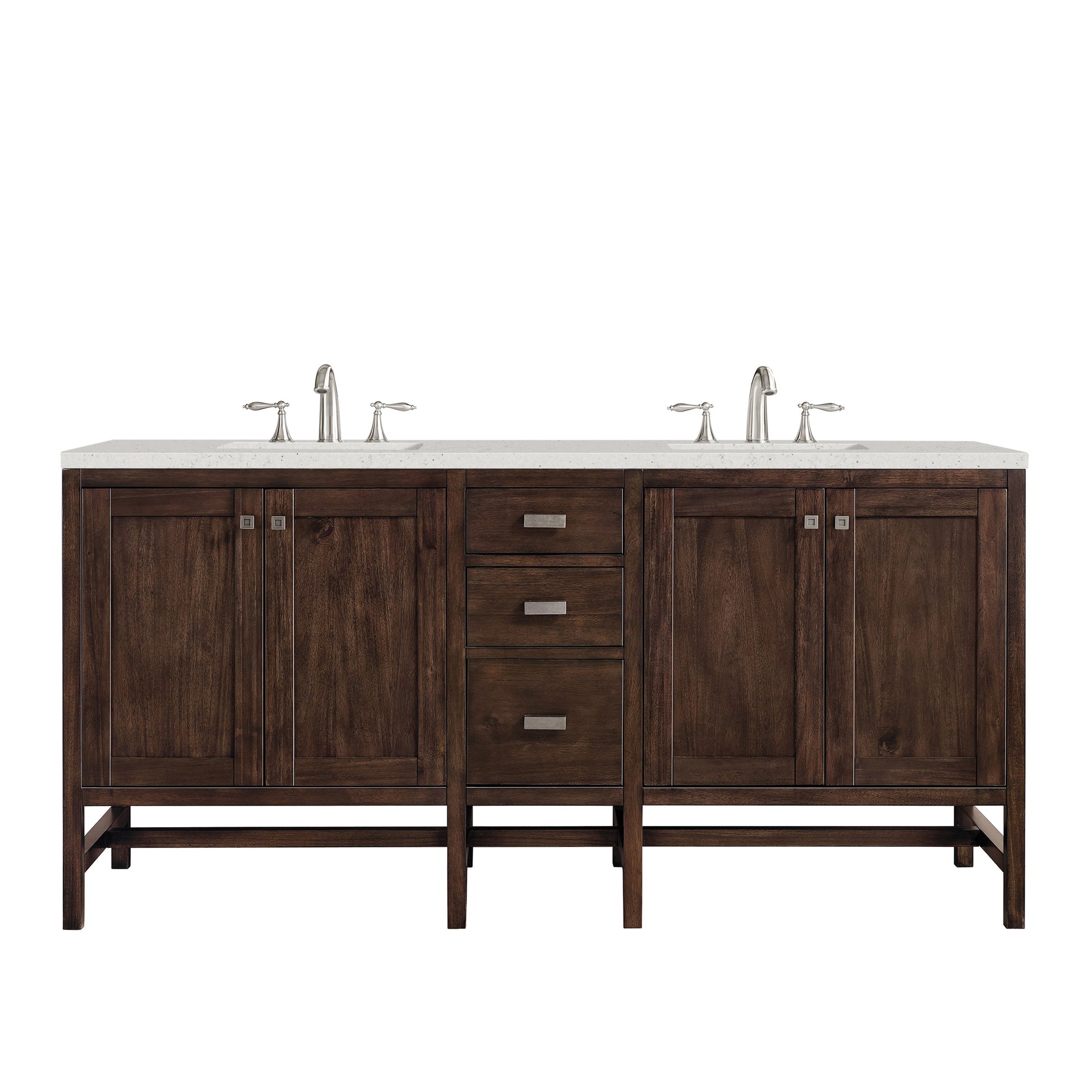 James Martin Vanities Addison 72" Mid-Century Acacia Double Vanity With 3cm Lime Delight Quartz Top