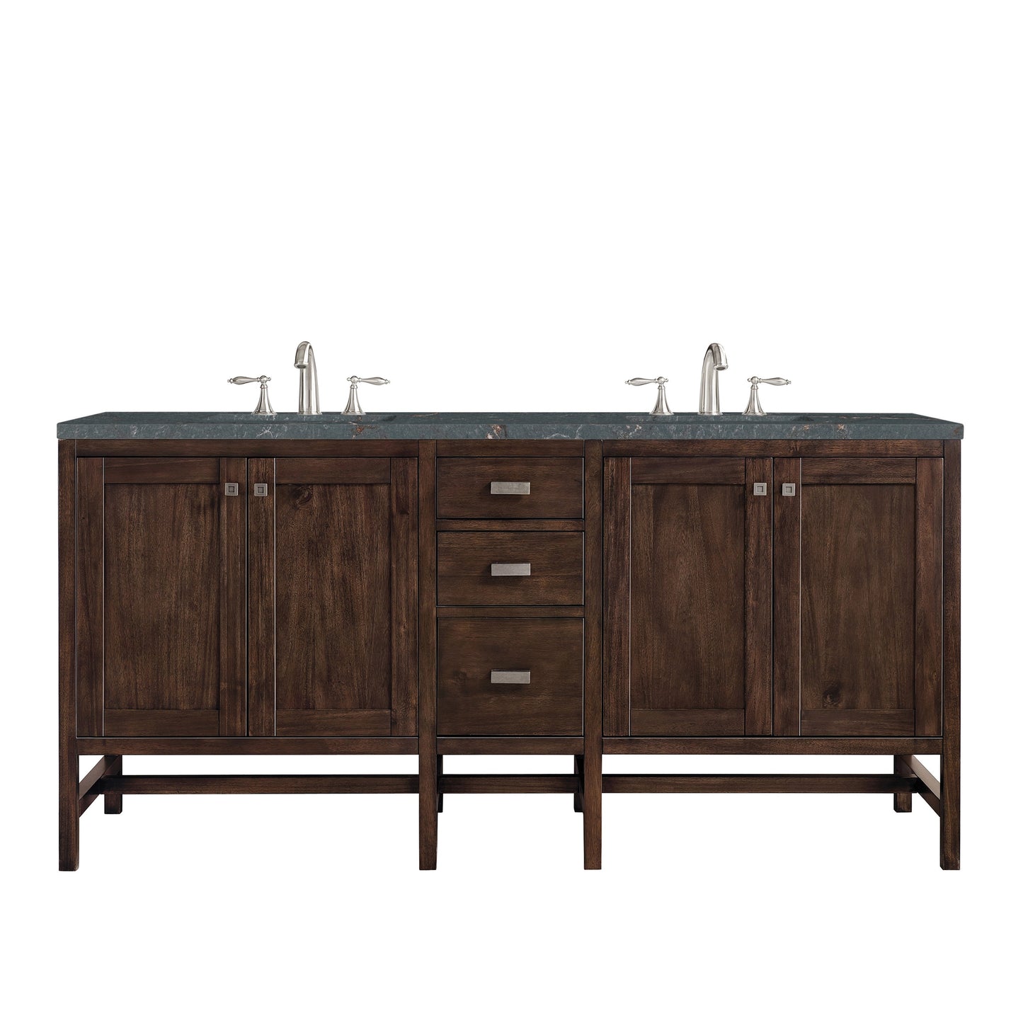 James Martin Vanities Addison 72" Mid-Century Acacia Double Vanity With 3cm Parisien Bleu Quartz Top