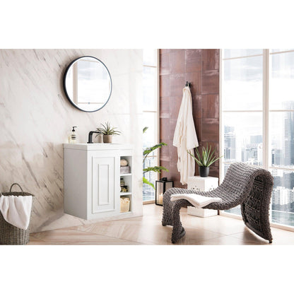 James Martin Vanities Alicante 24" Glossy White w/ White Glossy Composite Countertop Single Vanity Cabinet