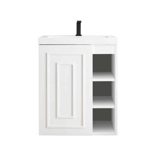 James Martin Vanities Alicante 24" Glossy White w/ White Glossy Composite Countertop Single Vanity Cabinet