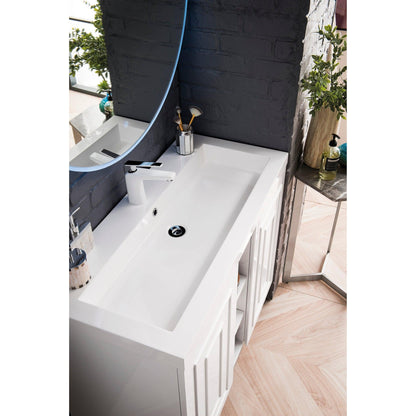 James Martin Vanities Alicante 39.5" Glossy White, Brushed Nickel Single Vanity Cabinet With White Glossy Composite Countertop