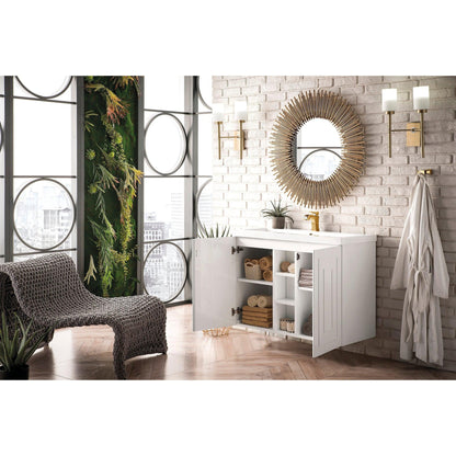 James Martin Vanities Alicante 39.5" Glossy White Single Vanity Cabinet With White Glossy Composite Countertop