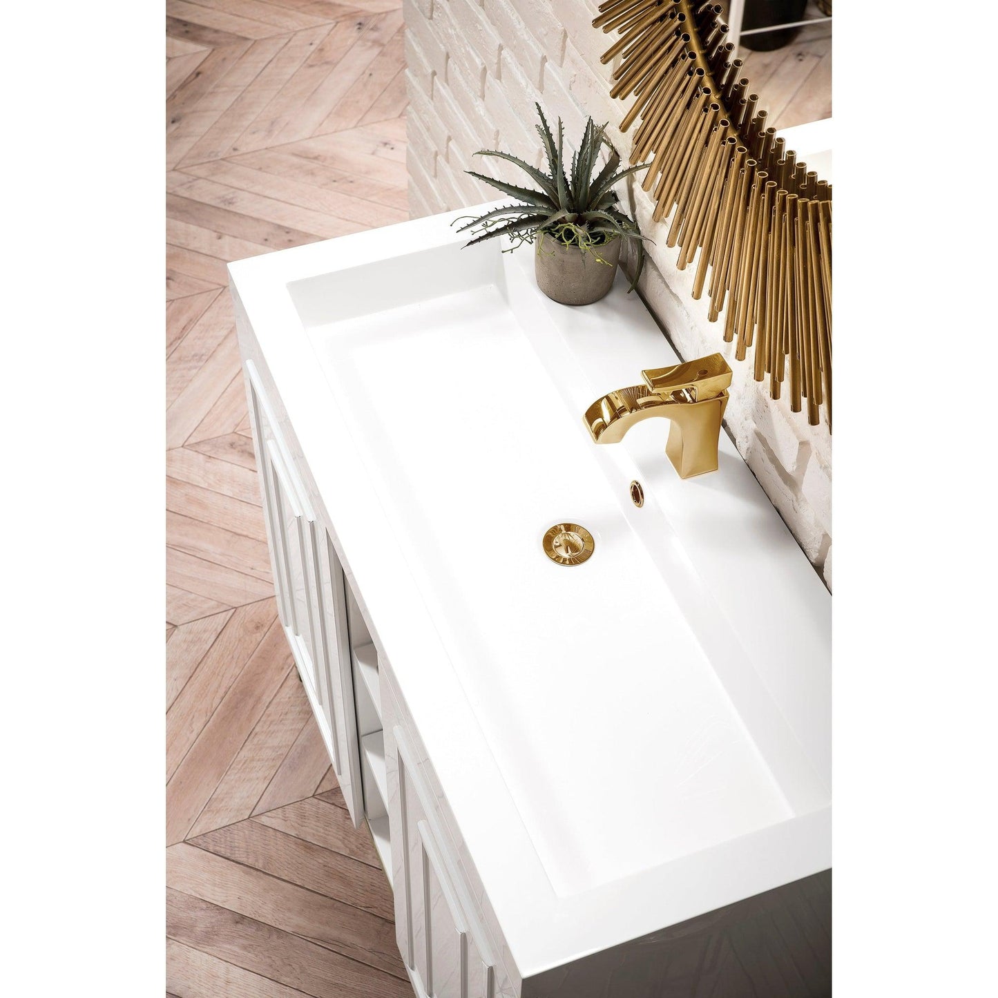 James Martin Vanities Alicante 39.5" Glossy White Single Vanity Cabinet With White Glossy Composite Countertop