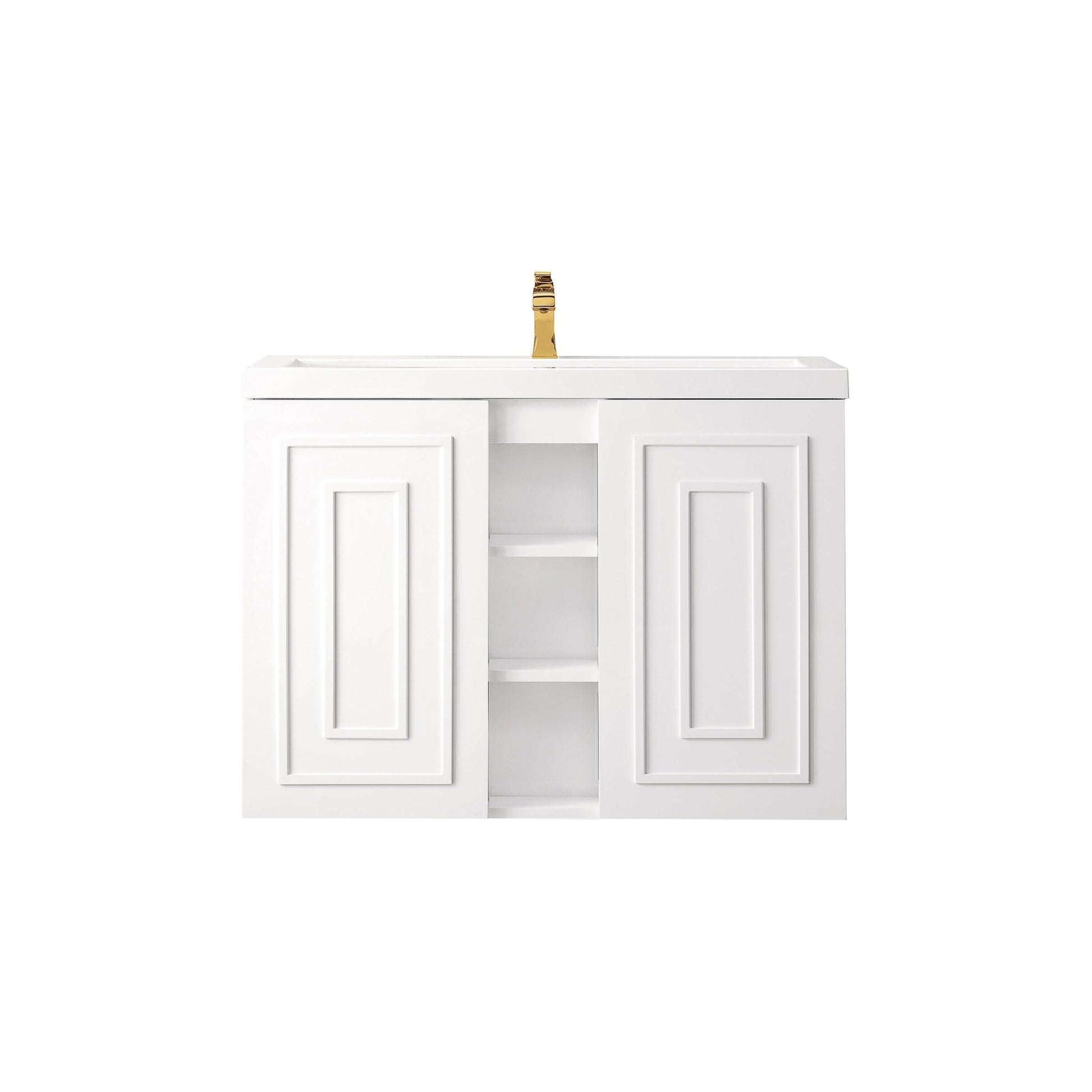 James Martin Vanities Alicante 39.5" Glossy White Single Vanity Cabinet With White Glossy Composite Countertop