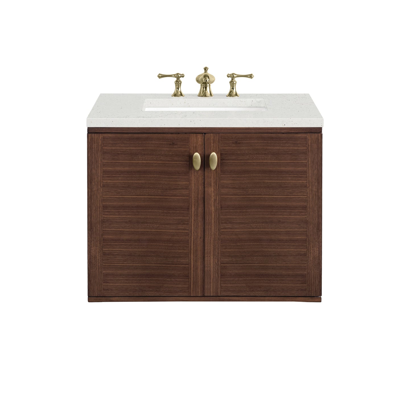 James Martin Vanities Amberly 30" Mid-Century Walnut Single Vanity With 3 cm Lime Delight Top