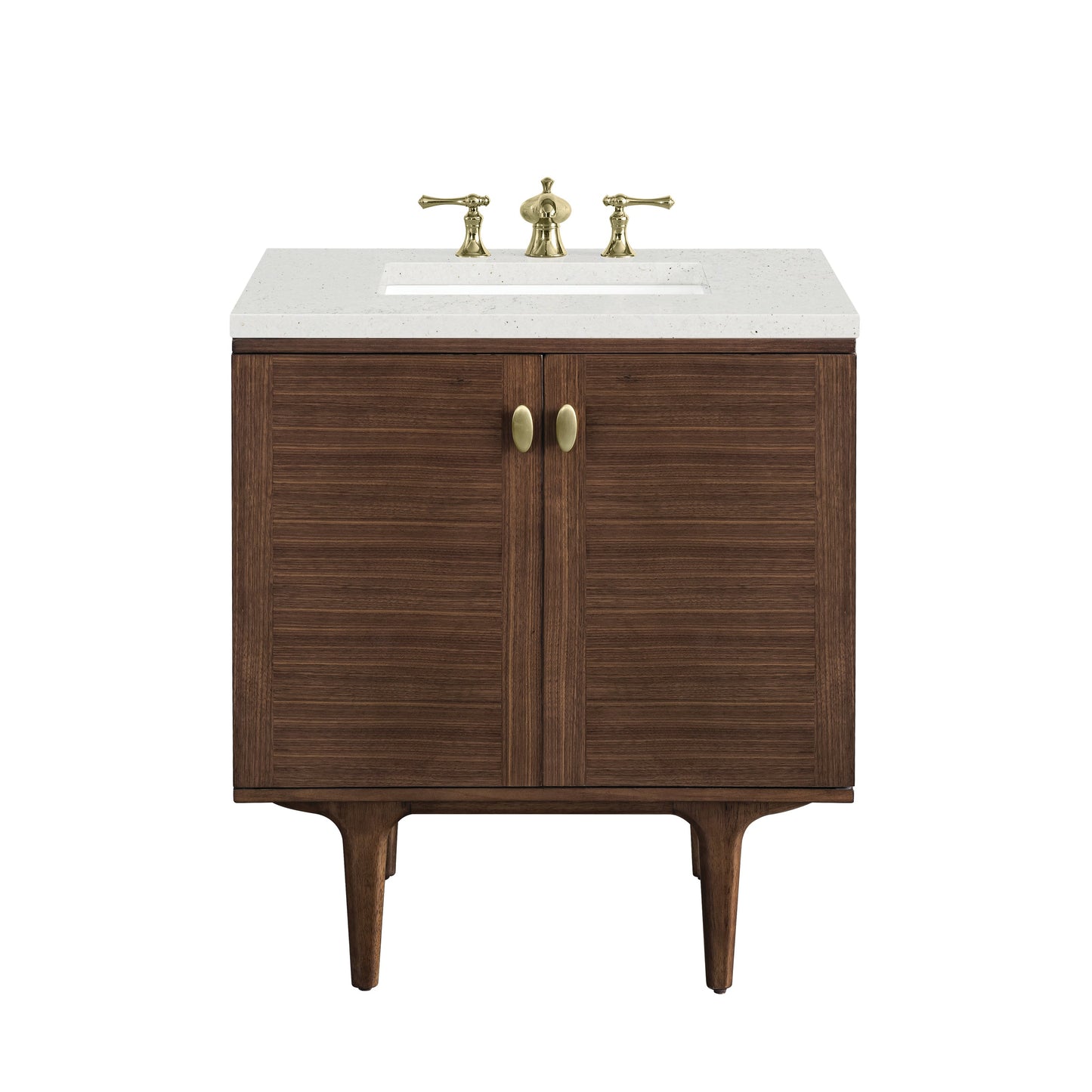 James Martin Vanities Amberly 30" Mid-Century Walnut Single Vanity With 3 cm Lime Delight Top