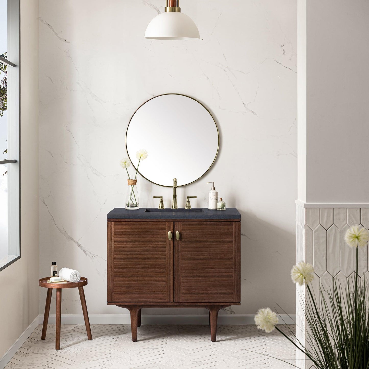 James Martin Vanities Amberly 36" Mid-Century Walnut Single Vanity