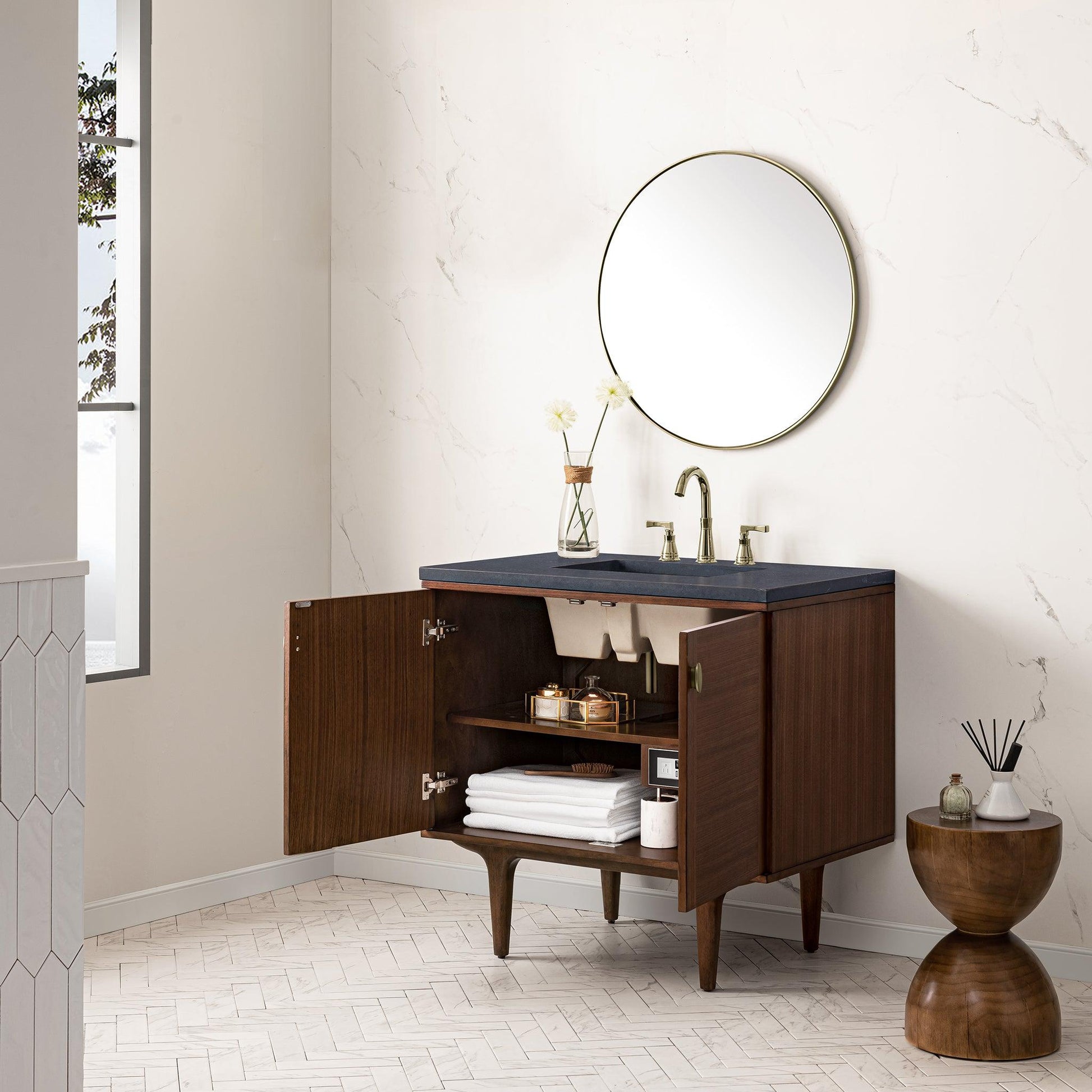 James Martin Vanities Amberly 36" Mid-Century Walnut Single Vanity