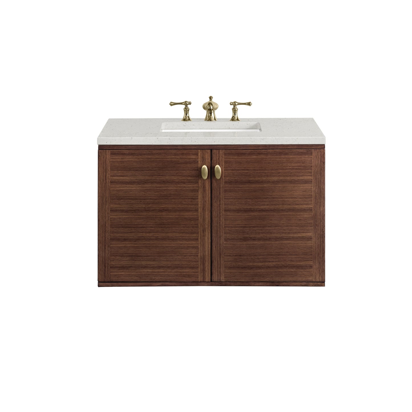 James Martin Vanities Amberly 36" Mid-Century Walnut Single Vanity With 3 cm Lime Delight Top