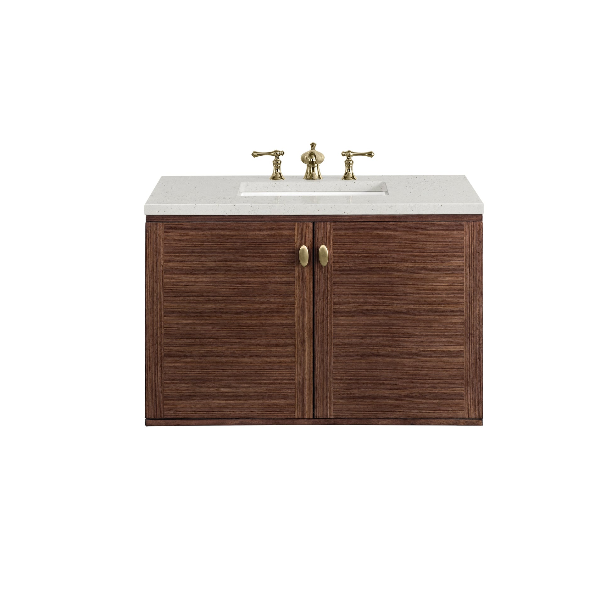 James Martin Vanities Amberly 36" Mid-Century Walnut Single Vanity With 3 cm Lime Delight Top