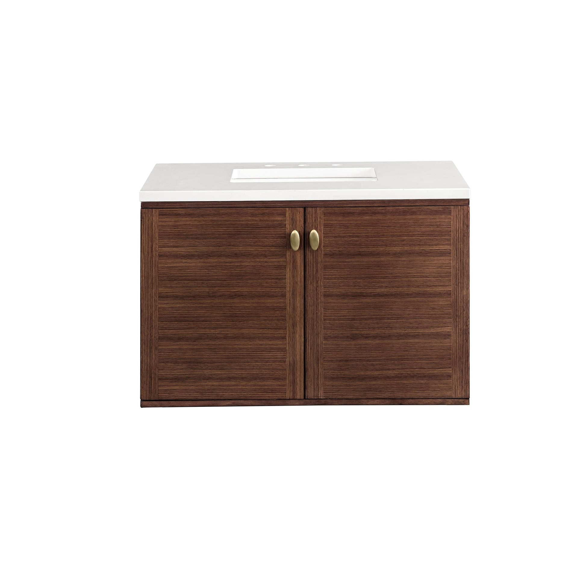 James Martin Vanities Amberly 36" Mid-Century Walnut Single Vanity With 3 cm White Zeus Top