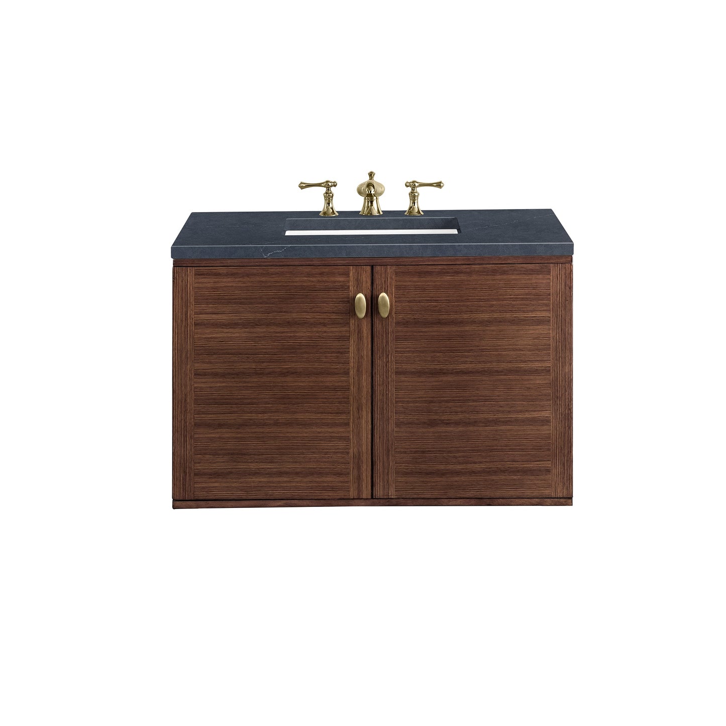 James Martin Vanities Amberly 36" Mid-Century Walnut Single Vanity With 3cm Charcoal Soapstone Top