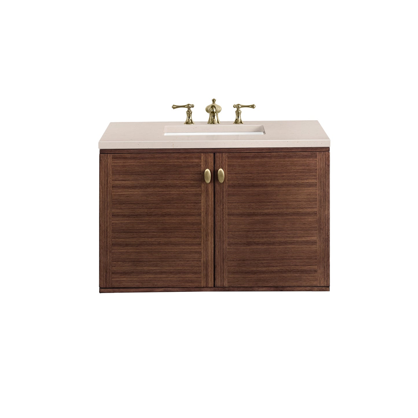 James Martin Vanities Amberly 36" Mid-Century Walnut Single Vanity With 3cm Eternal Marfil Top