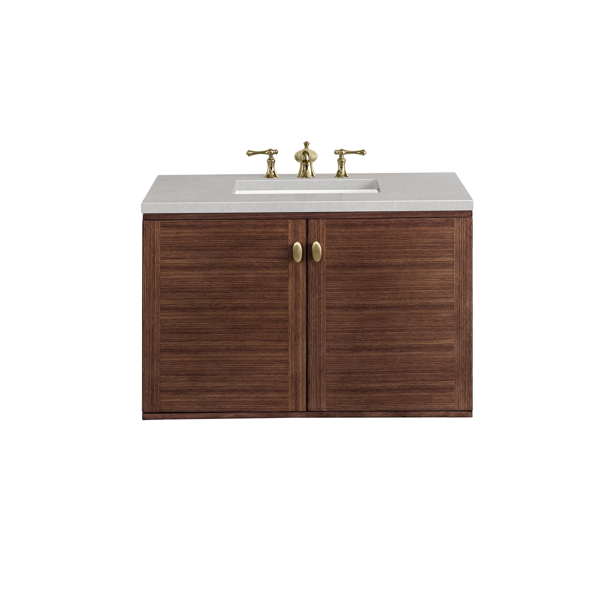 James Martin Vanities Amberly 36" Mid-Century Walnut Single Vanity With 3cm Eternal Serena Top