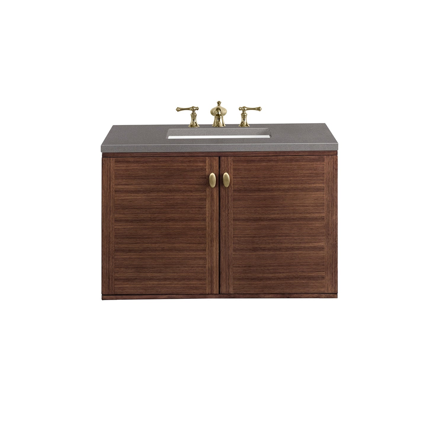 James Martin Vanities Amberly 36" Mid-Century Walnut Single Vanity With 3cm Grey Expo Top