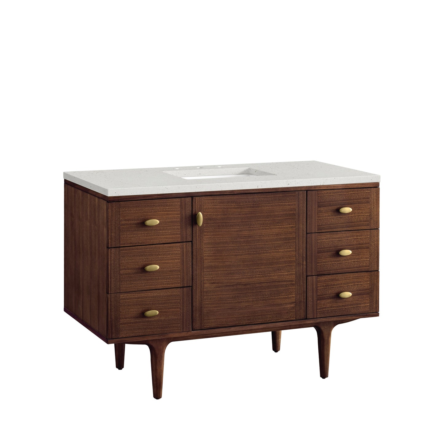 James Martin Vanities Amberly 48" Mid-Century Walnut Single Vanity With 3 cm Lime Delight Top