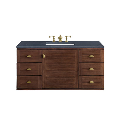 James Martin Vanities Amberly 48" Mid-Century Walnut Single Vanity With 3cm Charcoal Soapstone Top