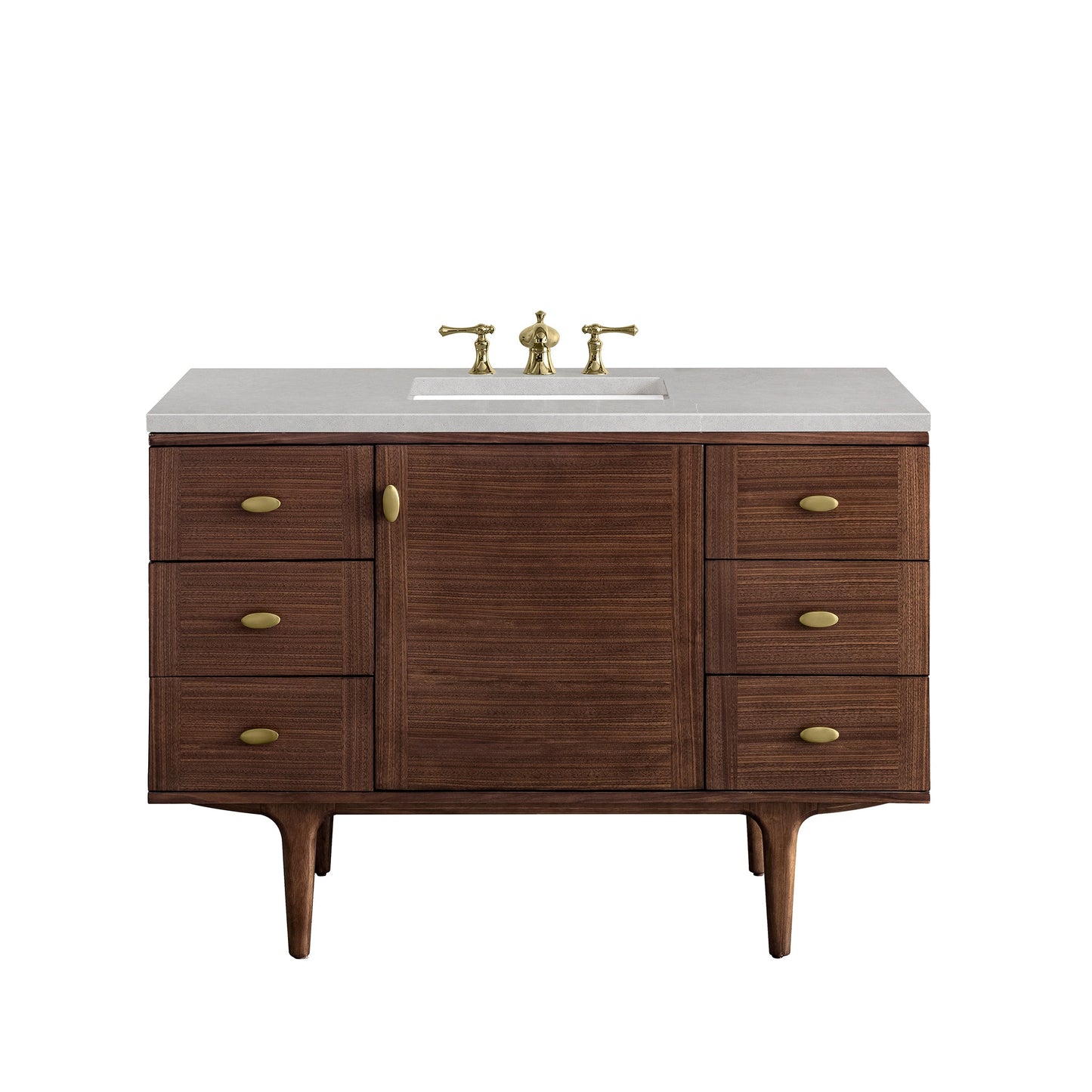 James Martin Vanities Amberly 48" Mid-Century Walnut Single Vanity With 3cm Eternal Serena Top