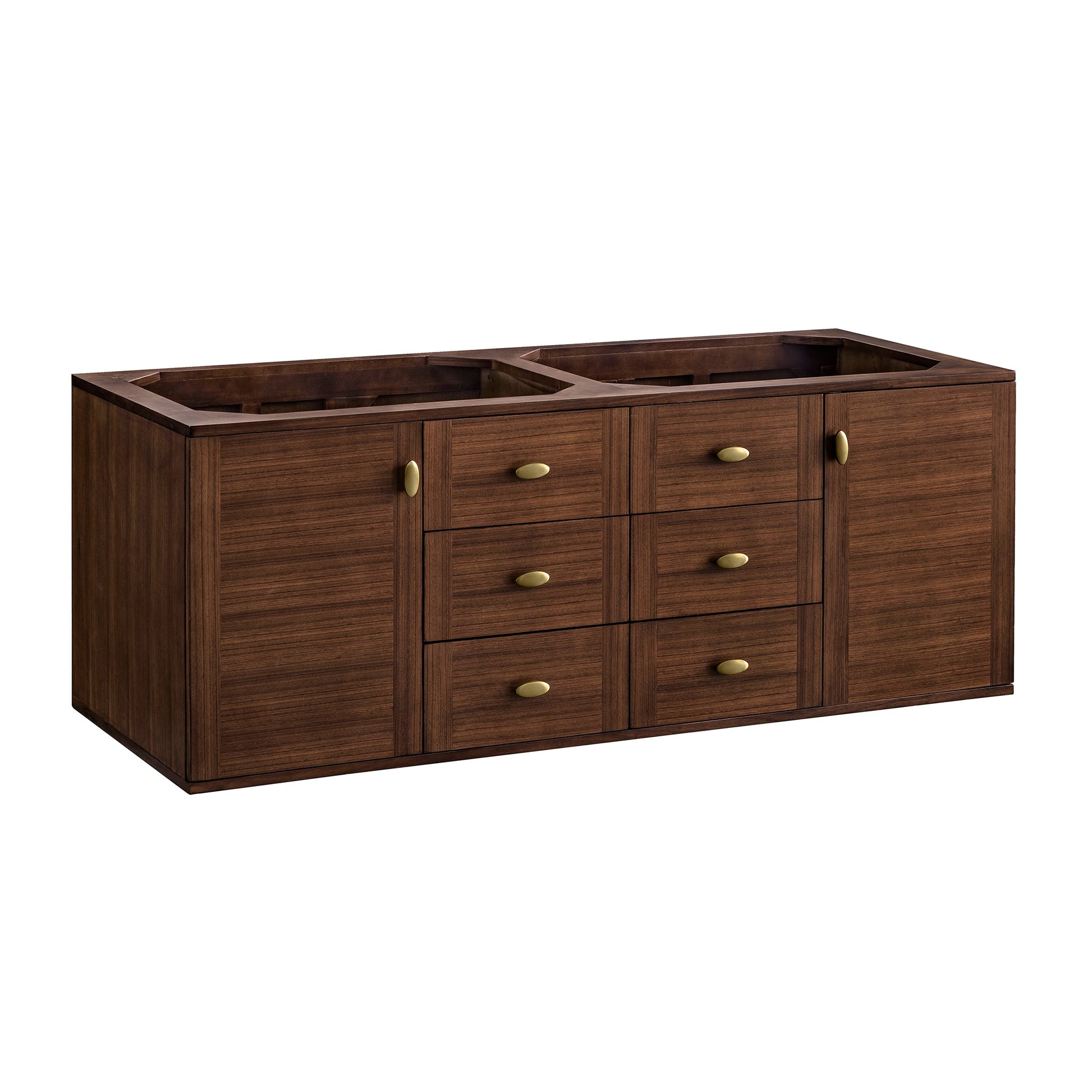 James Martin Vanities Amberly 60" Mid-Century Walnut Double Vanity