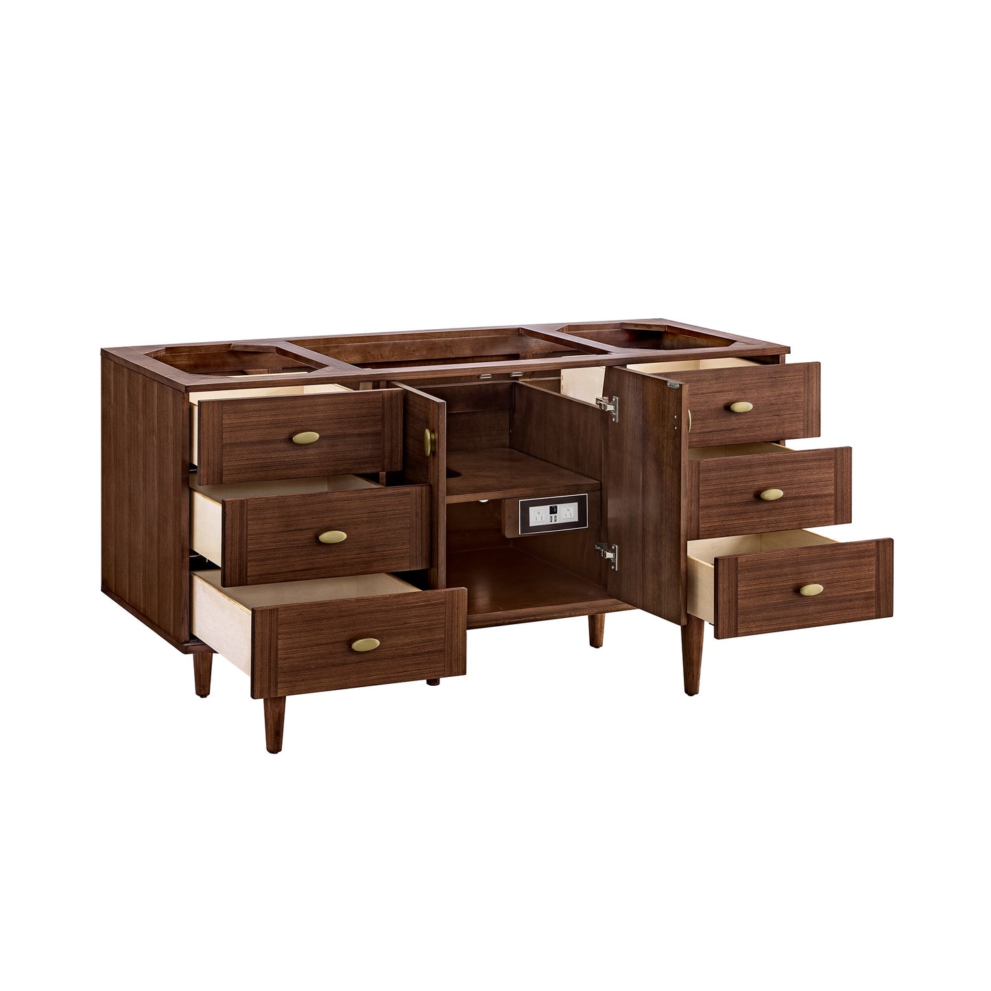 James Martin Vanities Amberly 60" Mid-Century Walnut Single Vanity