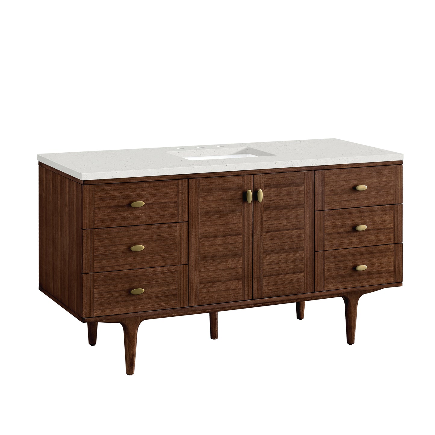 James Martin Vanities Amberly 60" Mid-Century Walnut Single Vanity With 3 cm Lime Delight Top