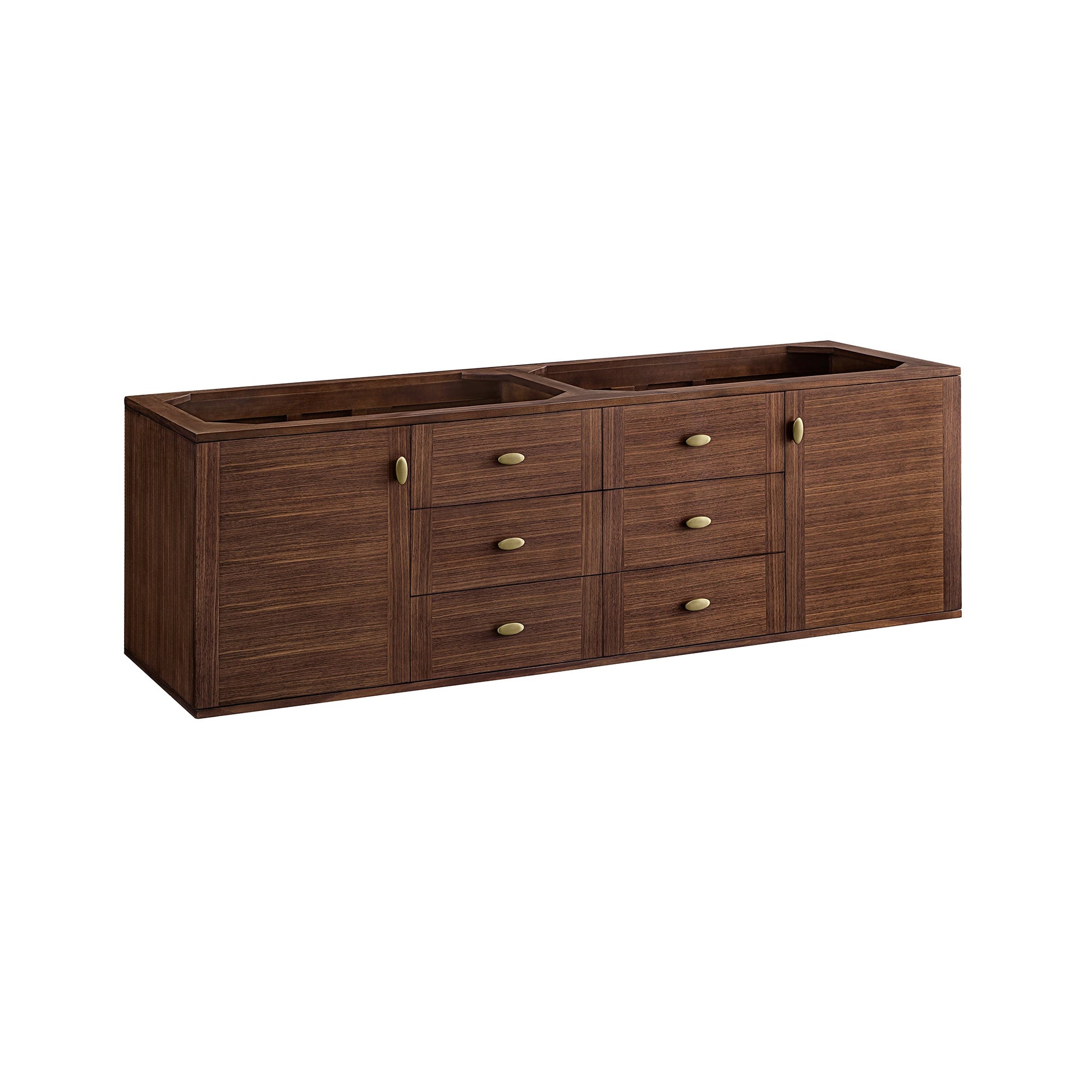 James Martin Vanities Amberly 72" Mid-Century Walnut Double Vanity