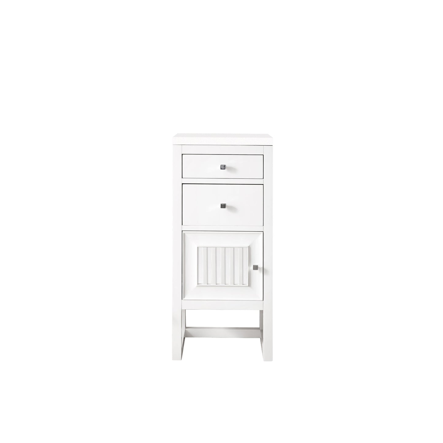 James Martin Vanities Athens 15" Glossy White Base Cabinet With Drawers and Left Door With 3 cm White Zeus Quartz Top