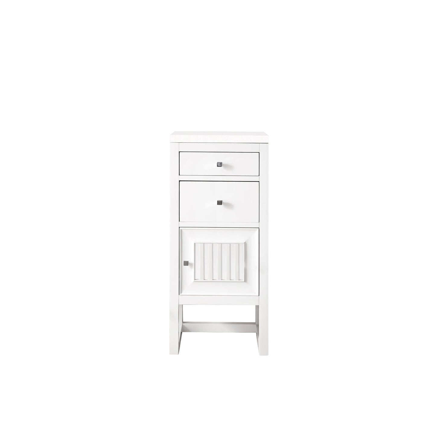 James Martin Vanities Athens 15" Glossy White Base Cabinet With Drawers and Right Door With 3 cm White Zeus Quartz Top