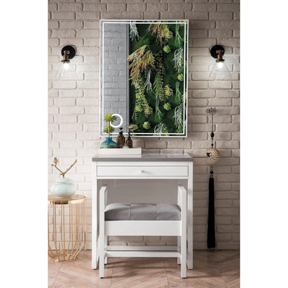 James Martin Vanities Athens 30" Glossy White Makeup Countertop With 3cm Grey Expo Quartz Top