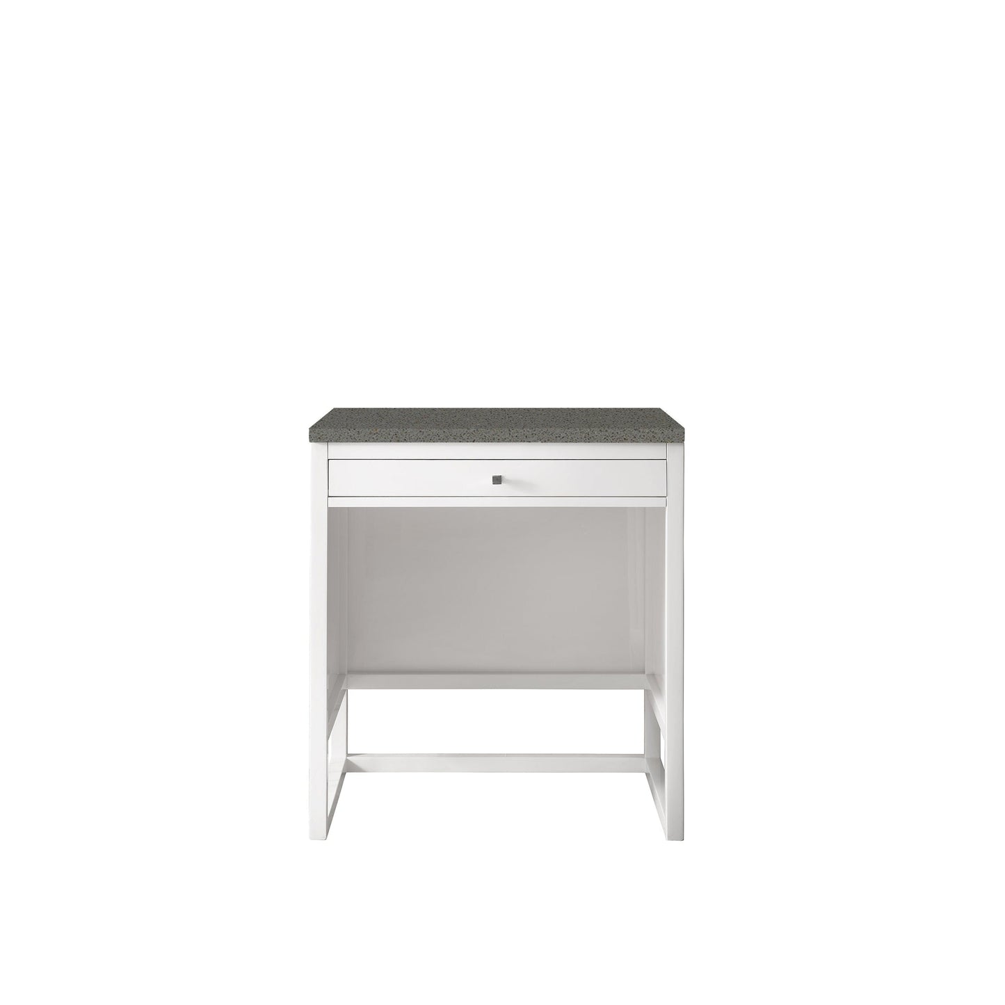 James Martin Vanities Athens 30" Glossy White Makeup Countertop With 3cm Grey Expo Quartz Top