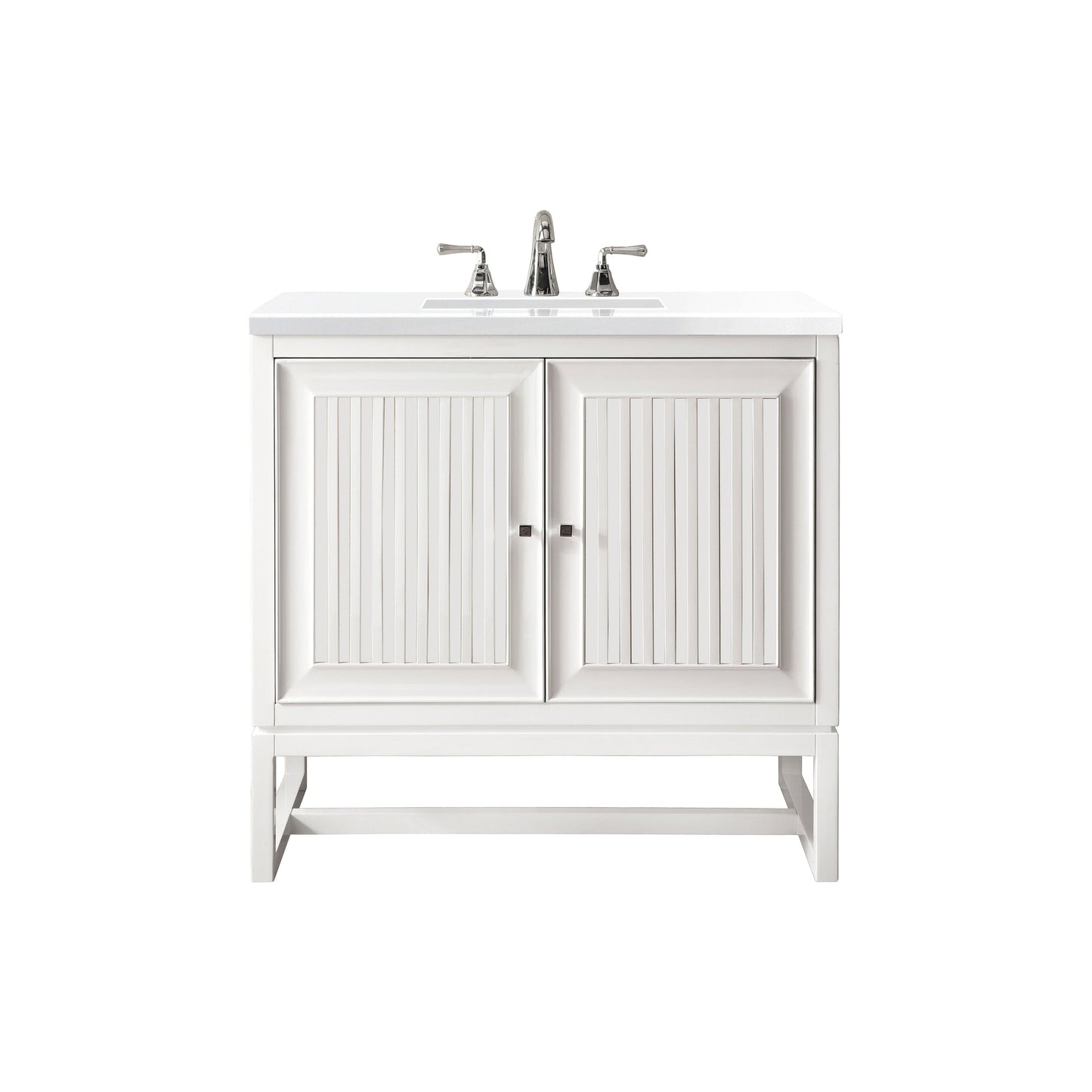 James Martin Vanities Athens 30" Glossy White Single Vanity Cabinet With 3cm White Zeus Quartz Top