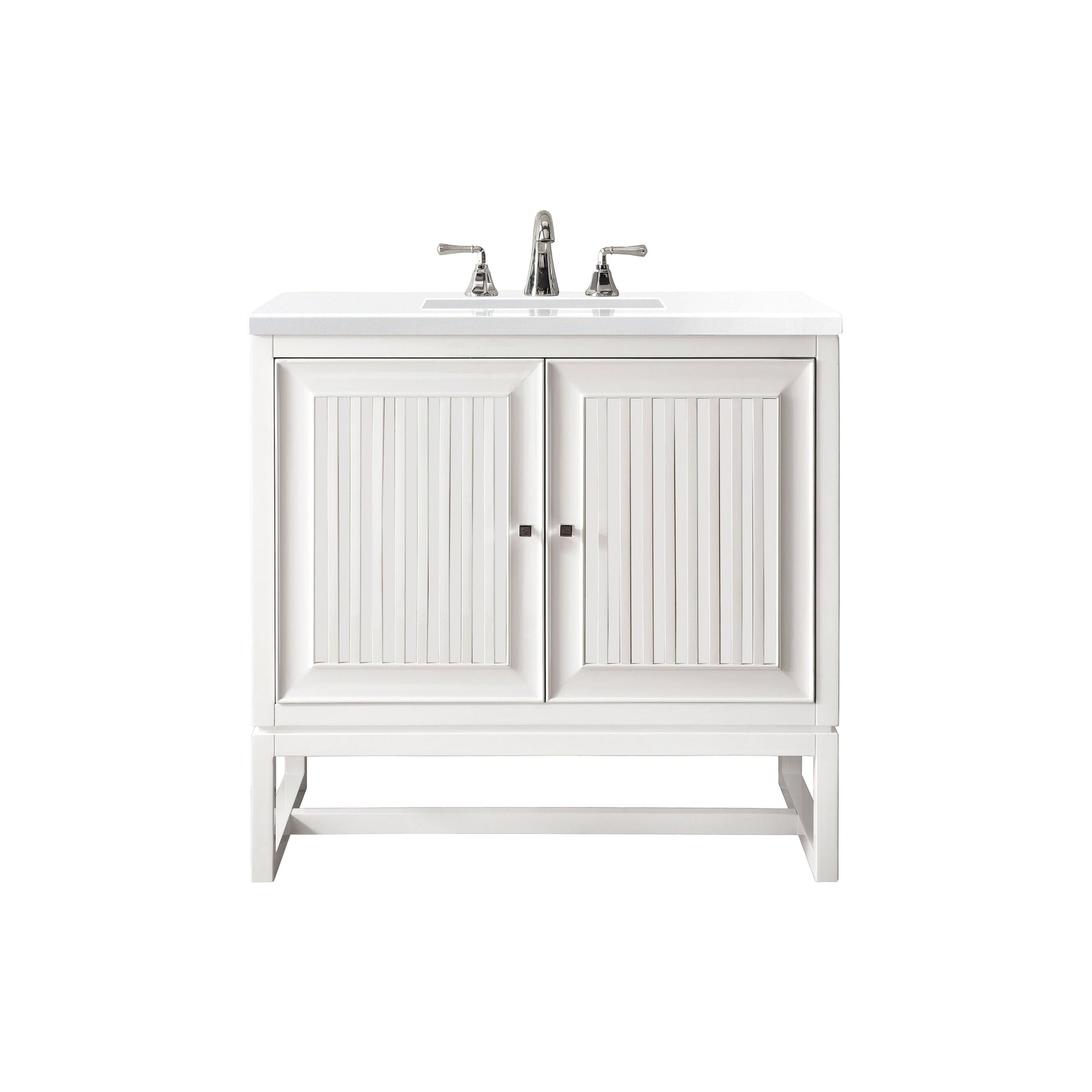 James Martin Vanities Athens 30" Glossy White Single Vanity Cabinet With 3cm White Zeus Quartz Top
