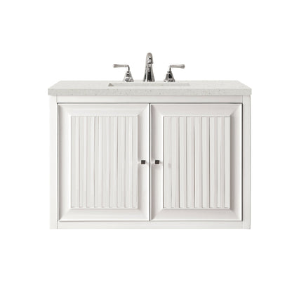 James Martin Vanities Athens 30" Glossy White Single Vanity With 3 cm Lime Delight Quartz Top