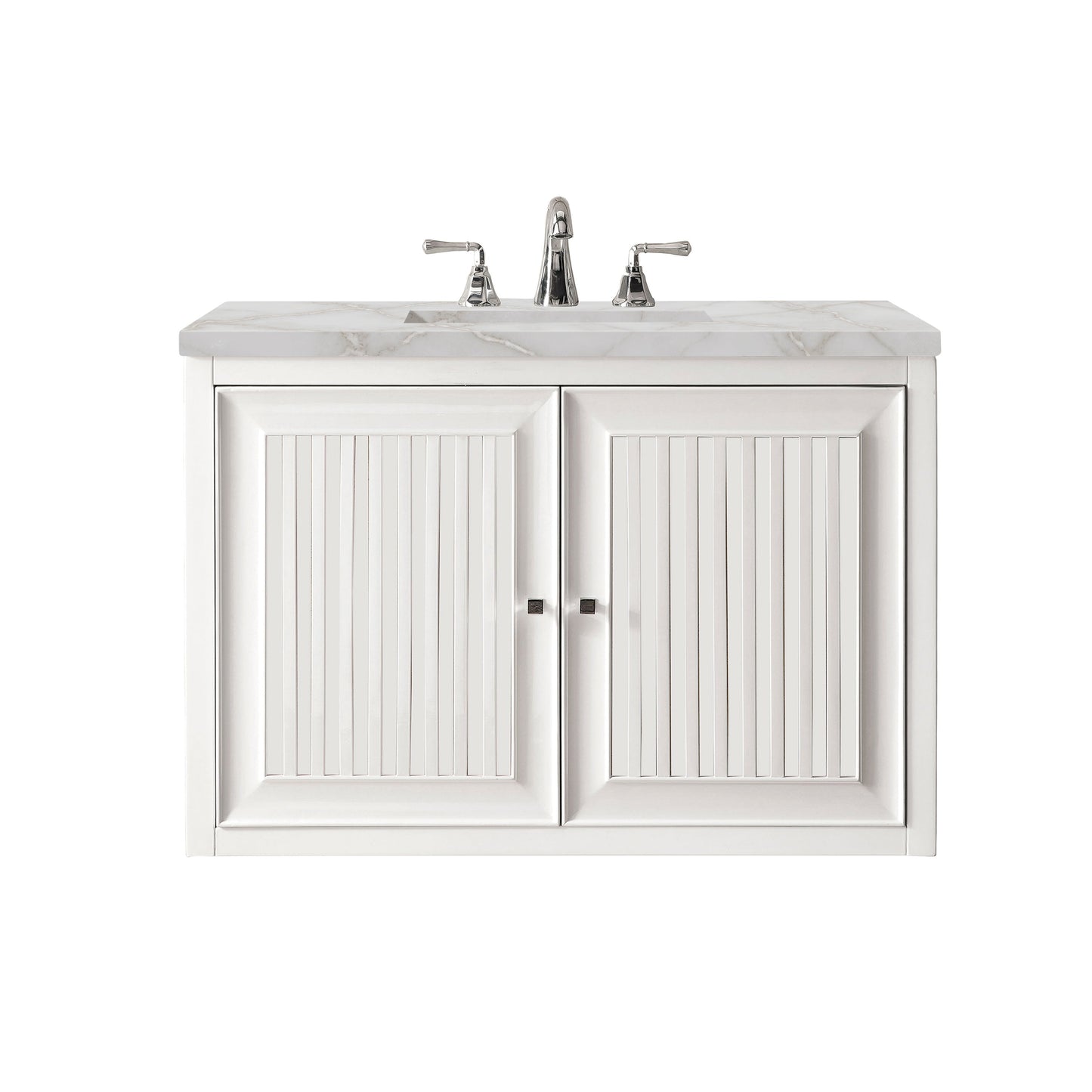 James Martin Vanities Athens 30" Glossy White Single Vanity With 3 cm Victorian Silver Quartz Top