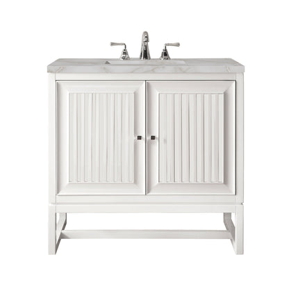 James Martin Vanities Athens 30" Glossy White Single Vanity With 3 cm Victorian Silver Quartz Top