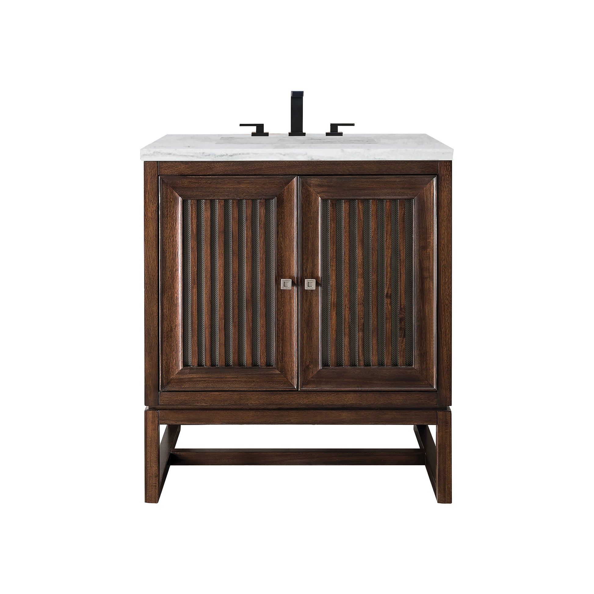 James Martin Vanities Athens 30" Mid Century Acacia Single Vanity Cabinet With 3 cm Arctic Fall Solid Surface Countertop