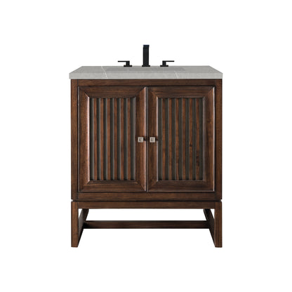 James Martin Vanities Athens 30" Mid Century Acacia Single Vanity Cabinet With 3 cm Eternal Serena Top