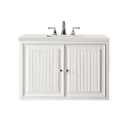 James Martin Vanities Athens 36" Glossy White Single Vanity With 3 cm Lime Delight Quartz Top