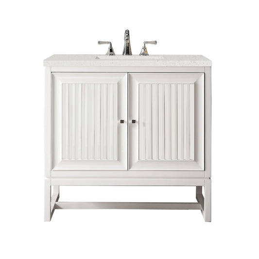 James Martin Vanities Athens 36" Glossy White Single Vanity With 3 cm Lime Delight Quartz Top