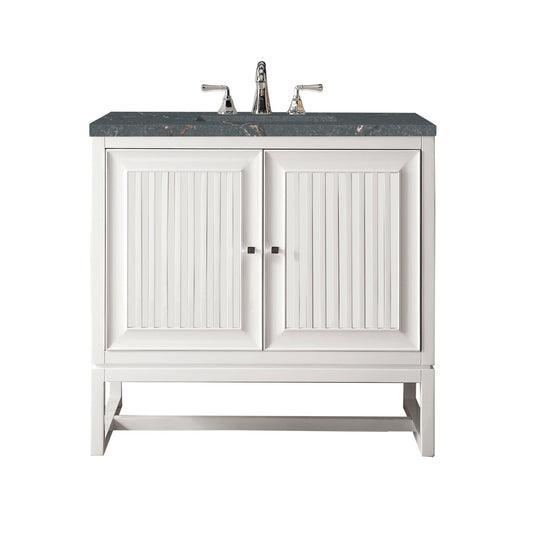 James Martin Vanities Athens 36" Glossy White Single Vanity With 3 cm Parisien Bleu Quartz Top