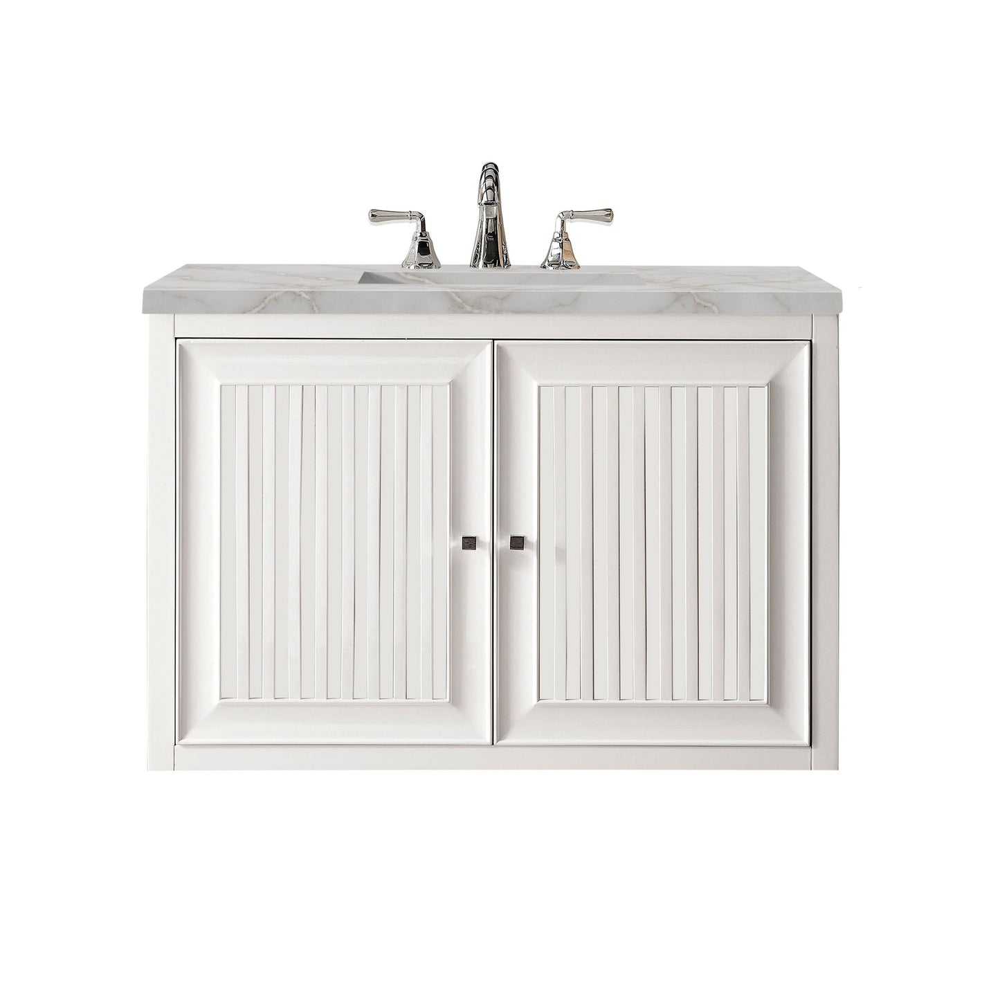 James Martin Vanities Athens 36" Glossy White Single Vanity With 3 cm Victorian Silver Quartz Top