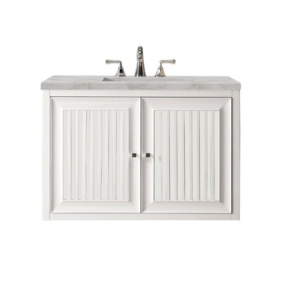 James Martin Vanities Athens 36" Glossy White Single Vanity With 3 cm Victorian Silver Quartz Top