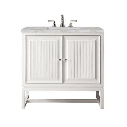 James Martin Vanities Athens 36" Glossy White Single Vanity With 3 cm Victorian Silver Quartz Top