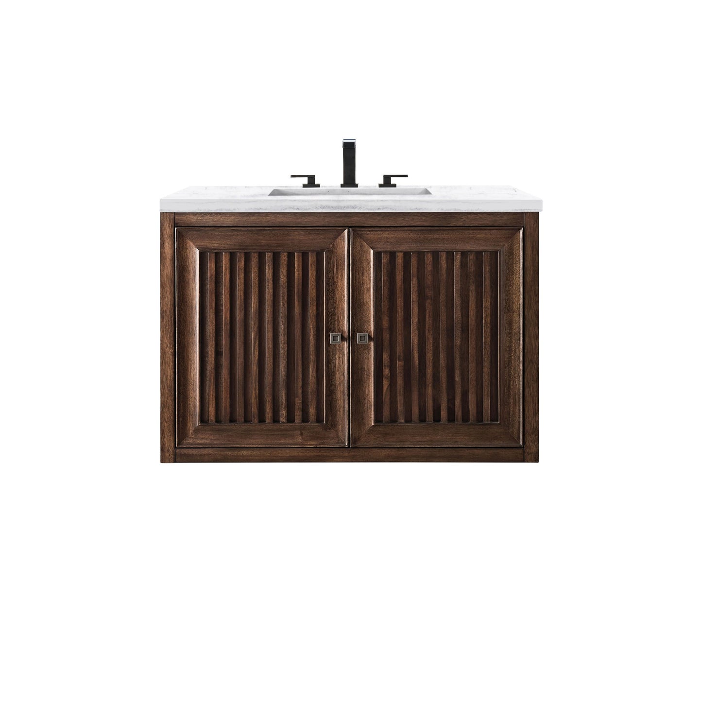 James Martin Vanities Athens 36" Mid Century Acacia Single Vanity Cabinet With 3 cm Arctic Fall Solid Surface Countertop