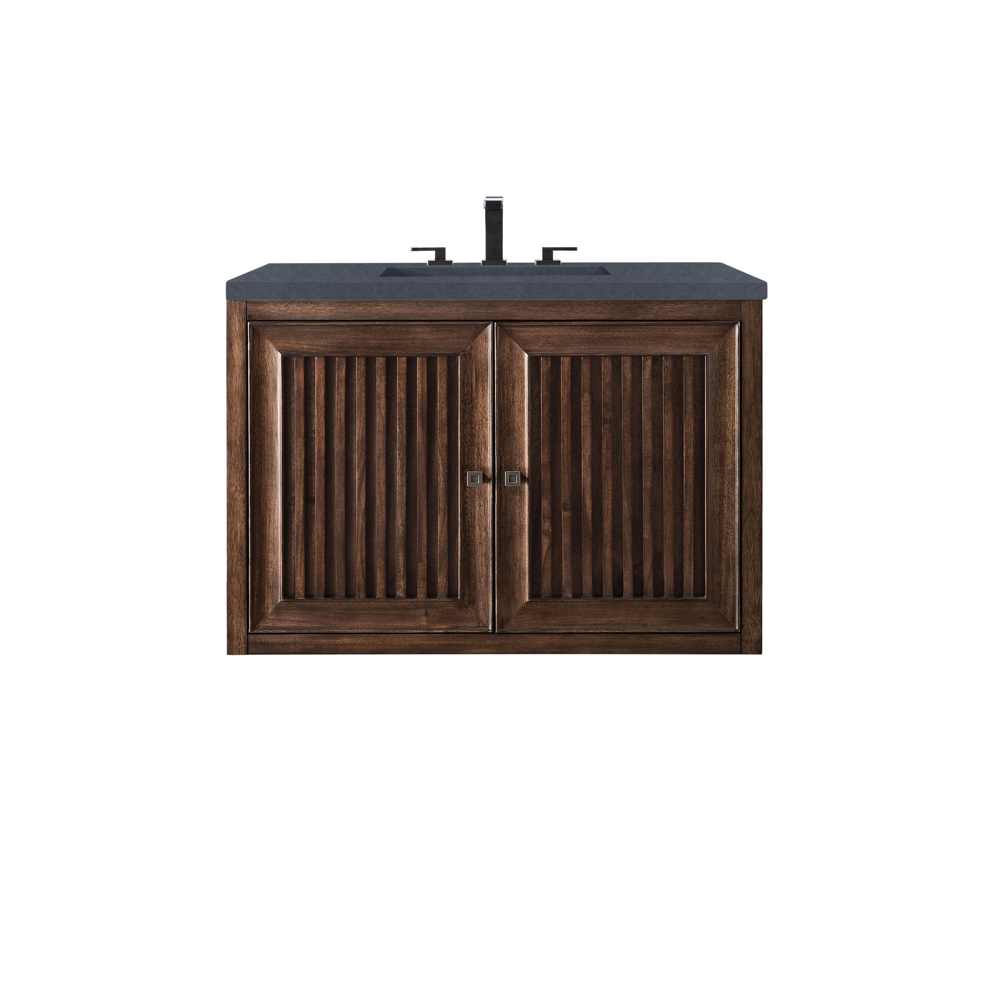 James Martin Vanities Athens 36" Mid Century Acacia Single Vanity Cabinet With 3 cm Charcoal Soapstone Quartz Top