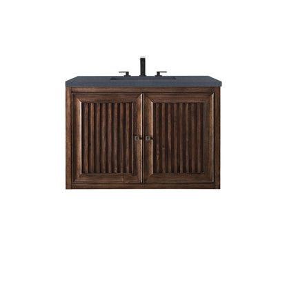 James Martin Vanities Athens 36" Mid Century Acacia Single Vanity Cabinet With 3 cm Charcoal Soapstone Quartz Top