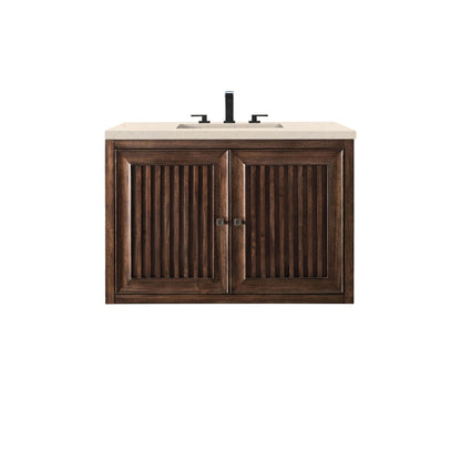 James Martin Vanities Athens 36" Mid Century Acacia Single Vanity Cabinet With 3 cm Eternal Marfil Top