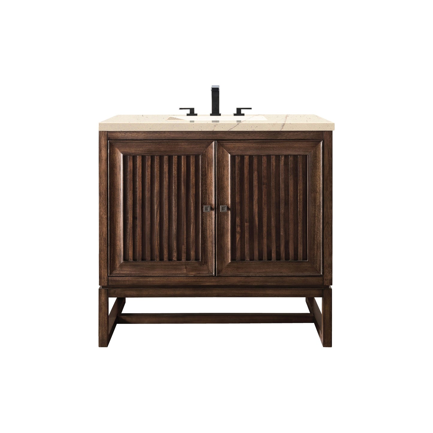 James Martin Vanities Athens 36" Mid Century Acacia Single Vanity Cabinet With 3 cm Eternal Marfil Top